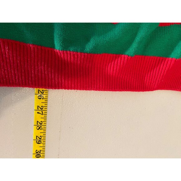 Santa Elf Christmas Sweater Green Red Striped Sleeves Fun Design XL - Picture 7 of 10